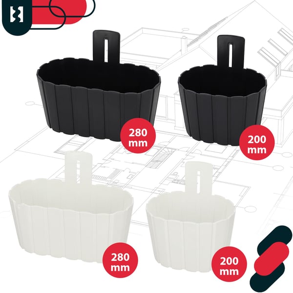 Vægghængende blomkrukke til altan rustik antracit 20 cm 6 stk