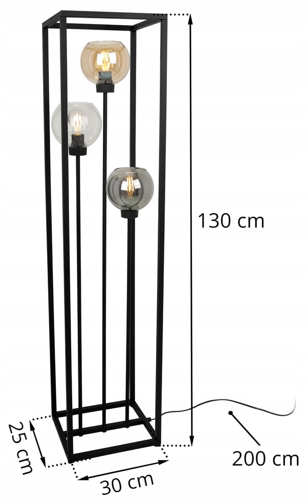GULVLAMPE, STÅENDE, METAL LAMPESKÆRM, SORT, 130 CM