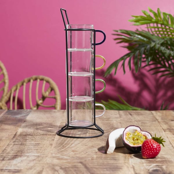 Set med 4 färgade espressoglas