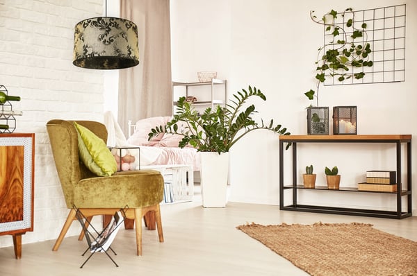 HÆNGELAMPE, LOFTKRONE, LAMPESKÆRM, GULDMØNSTER