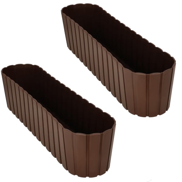 Bakonowa oval blomkruka för balkongterrass brun 60 cm 2 st