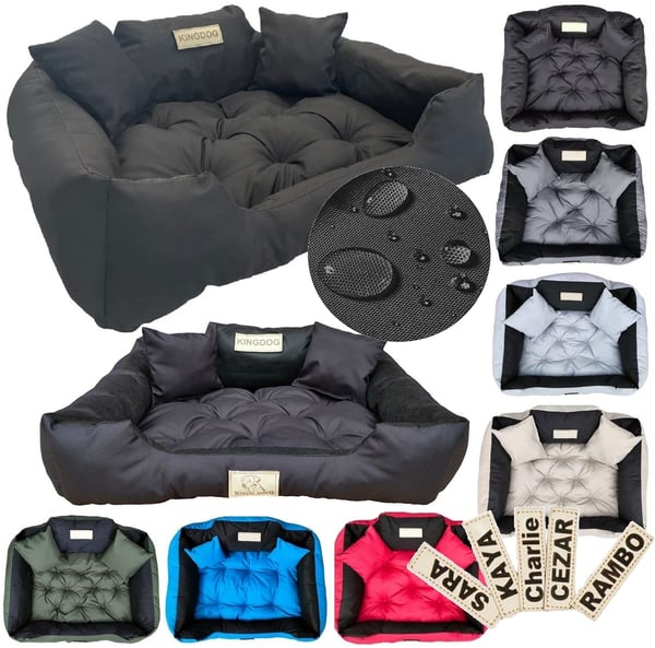 Hundeseng kennel KINGDOG 100x75 cm personaliseret vandtæt sort Hundeseng kennel KINGDOG 100x75 cm personaliseret vandtæt sort