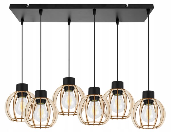 Hængende lampe, loftslysekrone, træ, LED lampeskærm
