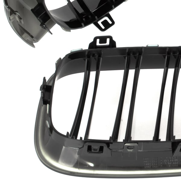 BMW 3 F34 GT 13-20 gitter mellem forlygterne (nyrerne) venstre + højre sæt SORT GLOSSY DOBBELT BAR