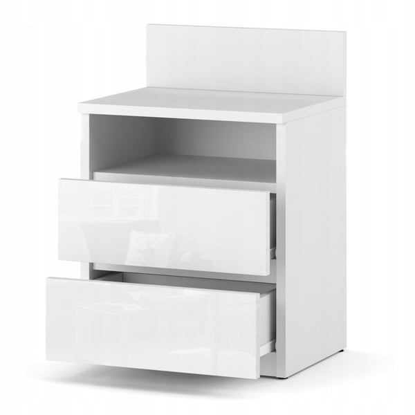 Natbord Hvidglans Natbord 40cm 2S Hylde Loft Soveværelsesmøbel