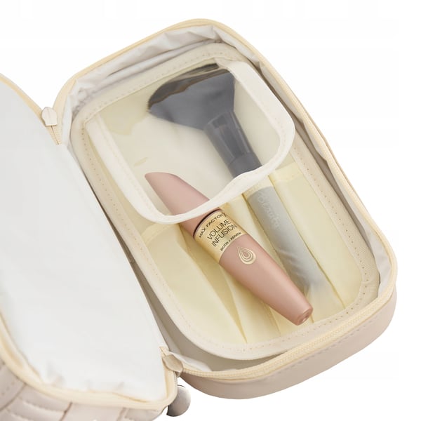 BKP-13 beige halvmåneformad sminkväska STELLA