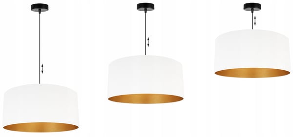 HÆNGENDE LAMPE LOFTSKRONE GYLDEN FLØJLSSKÆRM