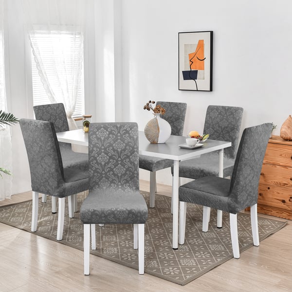 Mørkegrå stoltrekk i præget velour, tykt og holdbart