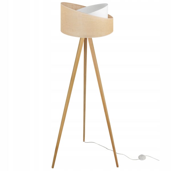 TRIPOD GULVLAMPE MED TRÆSKÆRM I JUTE 45 CM