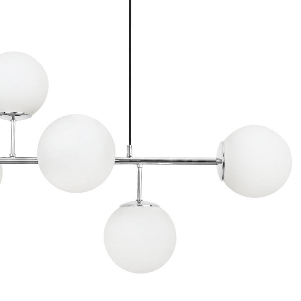 SIENA LOFTLAMPE KROM 6 FLAD HVID LAMPESKÆRM E14 LANGE ARME