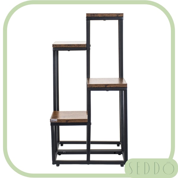 Blomsterstativ, hylde til blomster, planter, potter, fritstående, 4 hylder, loft