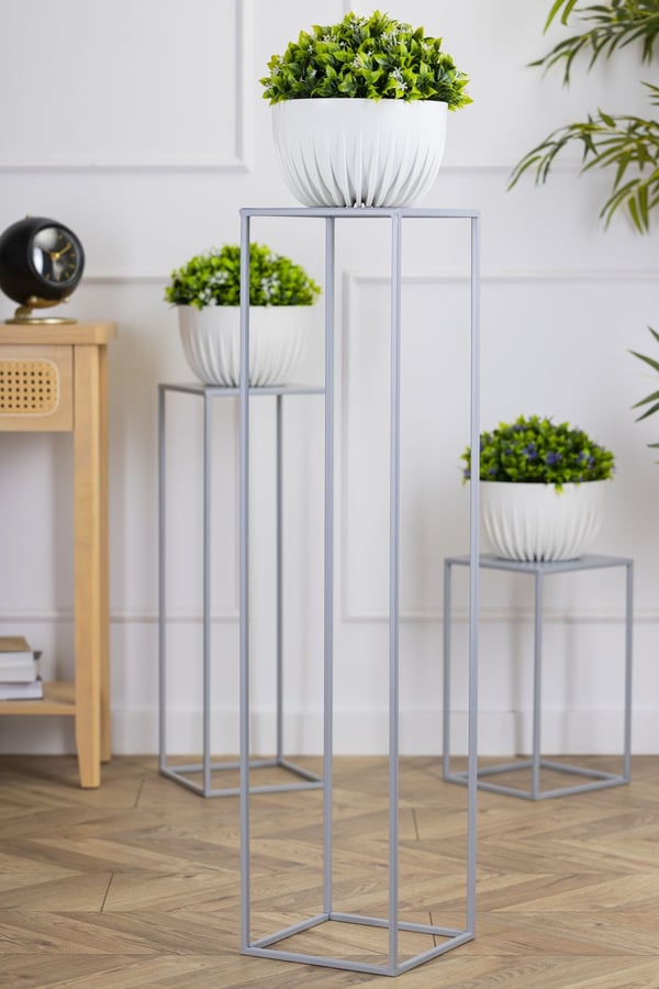 Harmaa seisova kukkateline 100 cm