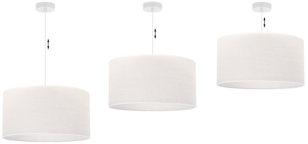 HVID JUTE HÆNGELAMPE 1 FLAD HVID LAMPESKÆRM 45CM E27