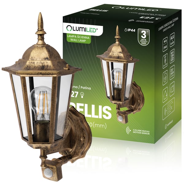 Utomhusklinkel Belysning Vägglampa Yttre E27 LED Lykta Rörelsesensor BELLIS LUMILED