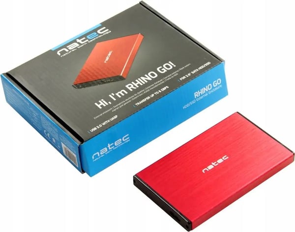 Natec Rhino Go USB 3.0 2,5" SATA HDD/SSD-kabinet, rød