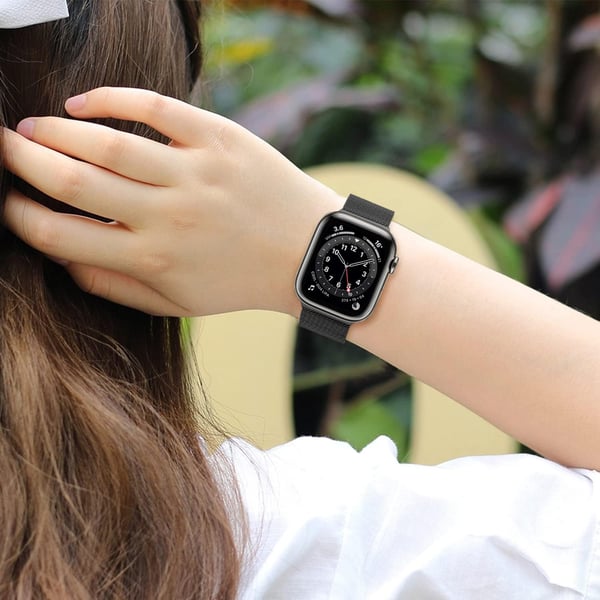 Apple Watch -ranneke 1/2/3/4/5/6/7/8/9/SE 38/40/41 mm Musta Teräs
