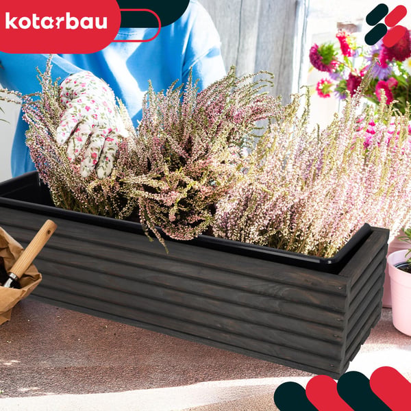 KOTARBAU Trälåda för terrass med insats antracitgrå 64 x 20 cm
