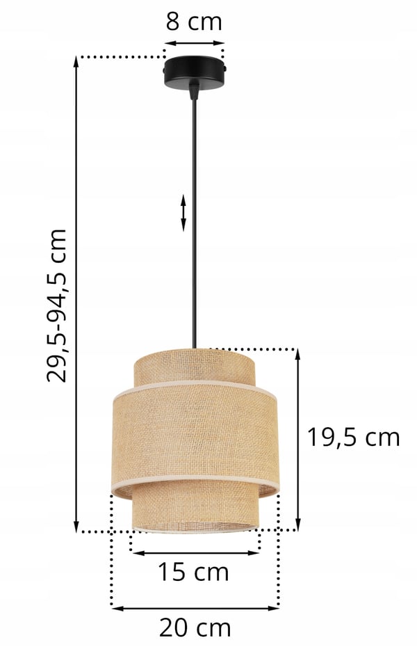 Hængende lampe, loftslysekrone, lampeskærm, boho juta