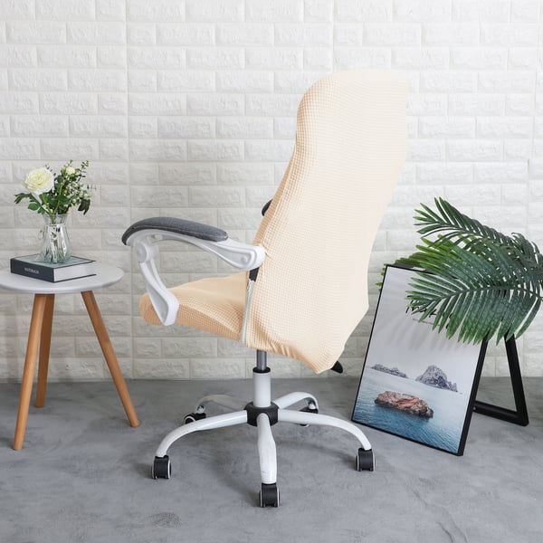 Klädda svängbar kontorsstol crème jacquard