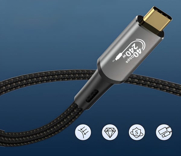 USB-C USB4 Thunderbolt 4 Kabel 40Gbps 240Hz 8K 120Hz Nylonledning 1,8M
