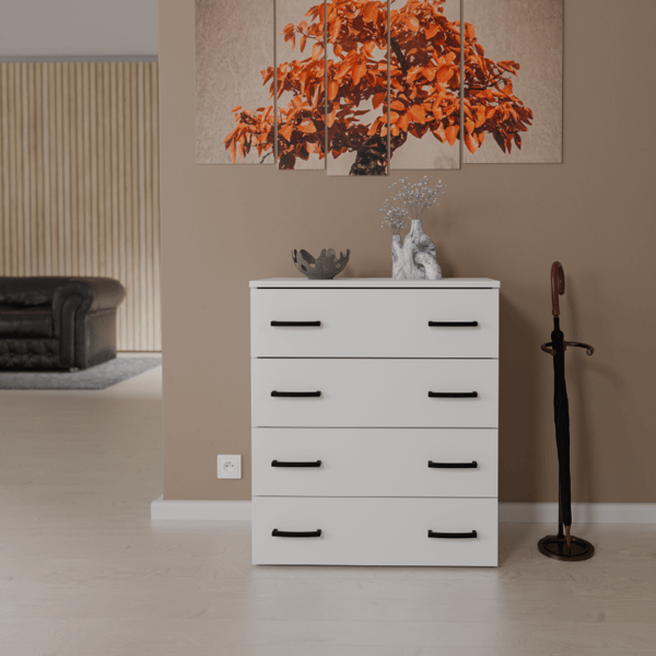 SKOSKAB HVID MAT 71x82,9x35 4 HYLDER STATIV UDEN SÆDELOFT