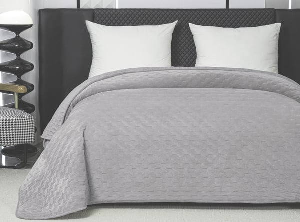 Elegantti päiväpeitto 170x210 cm vaaleanharmaalla reunuksella