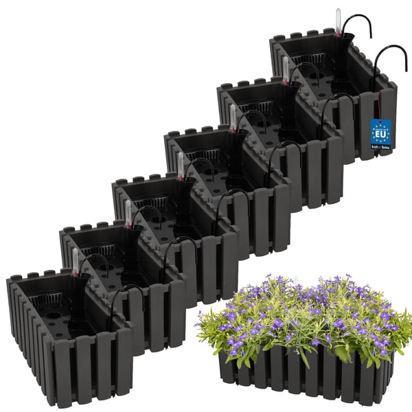 Blomkruka balkonglåda för balustrad terrassblommor grå 40 cm 6 st