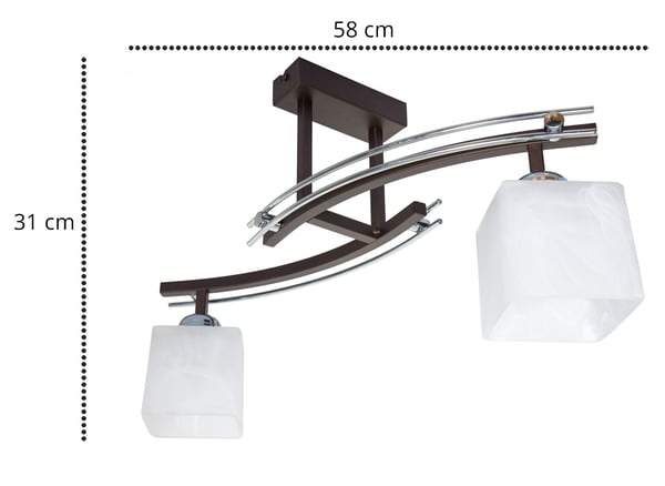 Loftslampe med lysekrone, LED-loftlampe, 2x60W