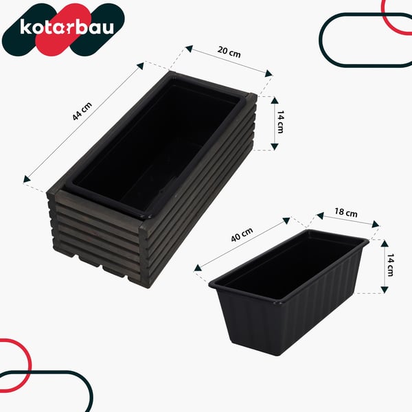 Kotarbau trälåda för terrass med insats antracitgrå 44 x 20 cm