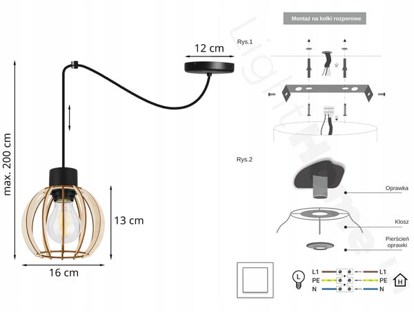 MODERN LED-TAKLAMPA I TRÄ