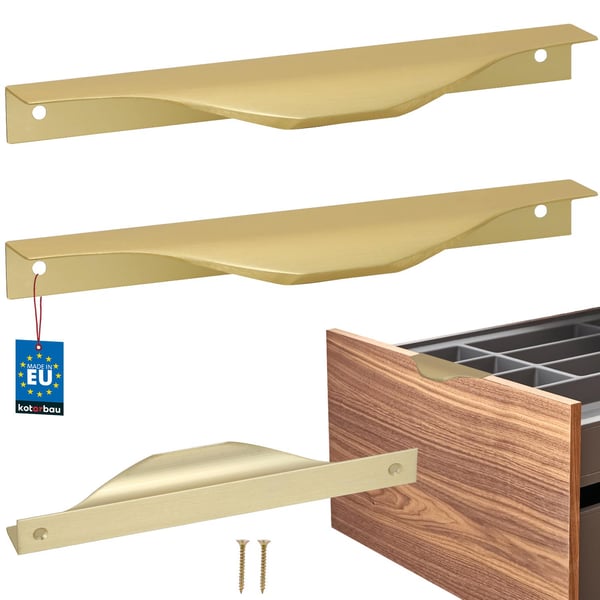 KOTARBAU Modern Edge møbelgreb aluminium mat guld 160/180 mm sæt à 2