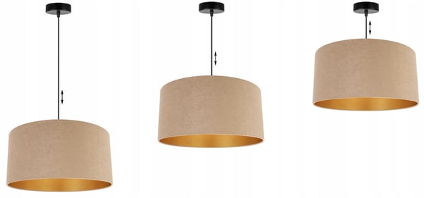 HÆNGENDE LAMPE LOFTSKRONE GYLDEN FLØJLSSKÆRM