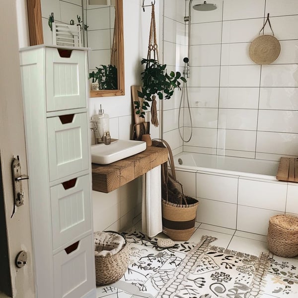 Moderni, kapea, valkoinen kylpyhuoneen kaappi kosmetiikalle ja asusteille, 30x30x81 BR2We