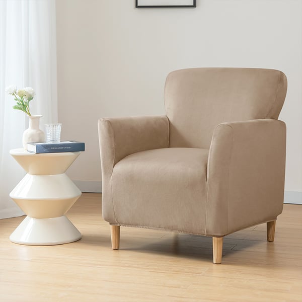 Överdrag til LITEN lænestol S, fløjl, beige, cappuccino