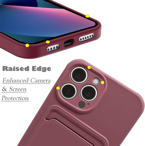 Skyddsfodral för Apple iPhone 13 Pro, vinrött, med kortplats
