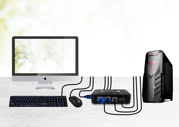 KVM-switch VGA 2x1-switch 3xUSB-hubbbox
