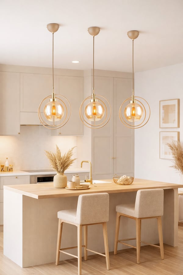Nostra beige glaspendel lampe 1xE27