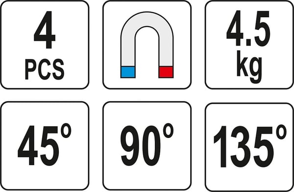 MINIMAGNEETTISET HITSAUSKULMAT, 4 KPL - YT-08677
