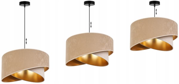 HÆNGENDE LAMPE LOFTSKRONE GYLDEN FLØJLSSKÆRM
