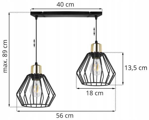 Hængelampe, loftslysekrone, trådskærm, LED