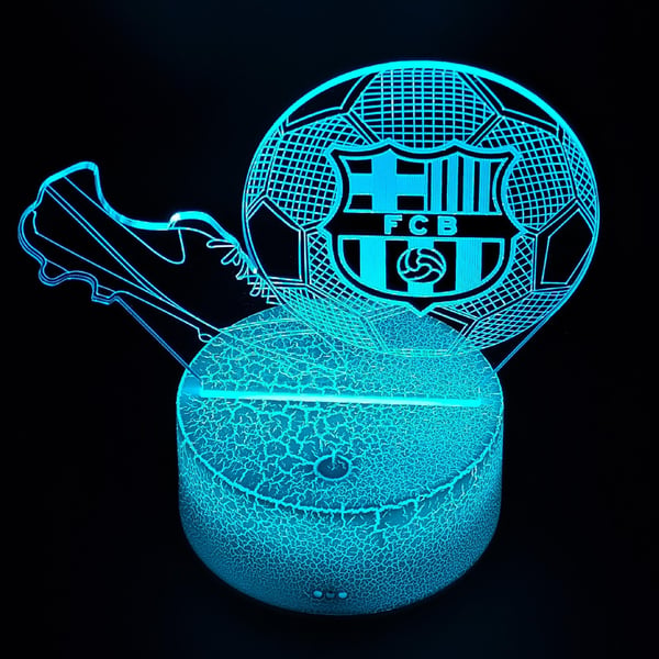 Nattbordslampa för barn FC Barcelona Fotboll 16 LED 3D + Fjärrkontroll