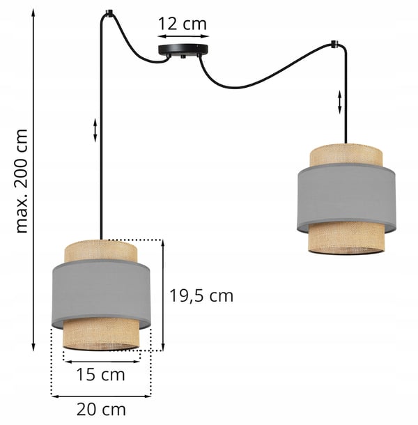 Hængende lampe, loftslysekrone, lampeskærm, boho juta