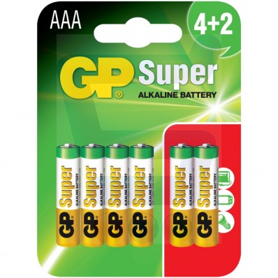 SUPER ALKALINISKE BATTERIER AAA LR3 1,5V 6 STK. - GP24A-U6 SUPER ALKALINISKE BATTERIER AAA LR3 1,5V 6 STK. - GP24A-U6