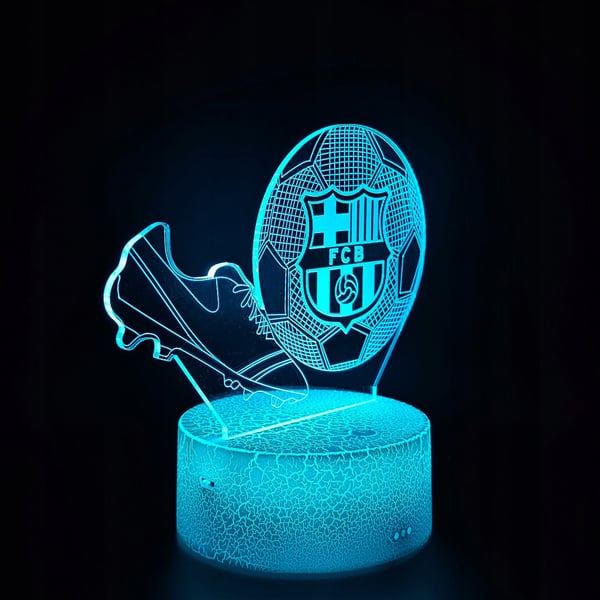Nattbordslampa för barn FC Barcelona Fotboll 16 LED 3D + Fjärrkontroll