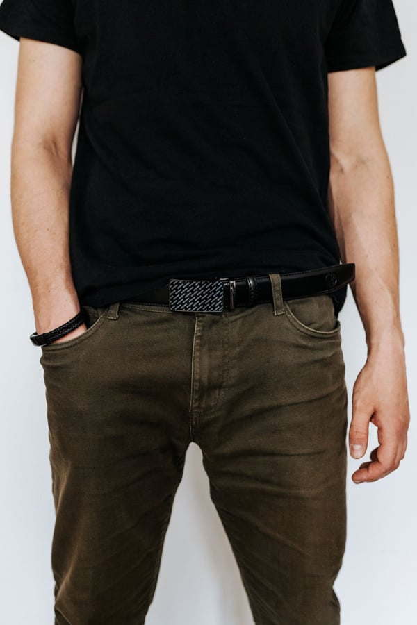 C30-LO herrbälte i svart läder, 110 cm, Elite