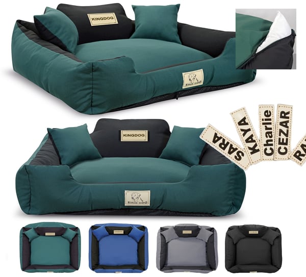 Hundeseng hundegård KINGDOG MM43 75x65 cm personaliseret aftagelig antiskrid grøn