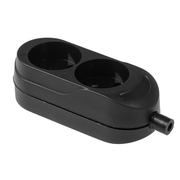DOBBELT STIKKONTAKT 16A 250V AFTAGELIG SVART SORT - VT-302-0120
