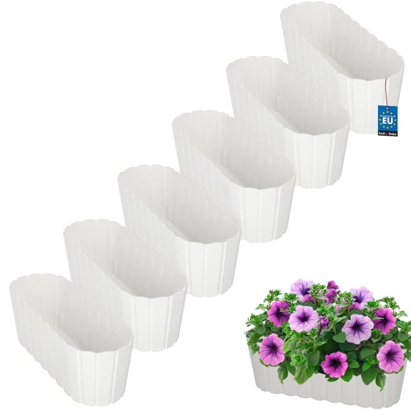 Balkon urtepottekasse til blomster og krydderurter til altanen hvid 40 cm 6 stk.