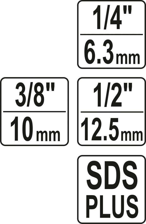 SDS PLUS-ADAPTER FÖR 1/4'', 3/8'', 1/2'' HYLSA - YT-04686