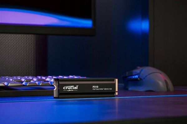 Crucial P310 1TB M.2 PCIe 4.0 NVMe 2280 SSD (7100/6000 MB/s) med køleplade